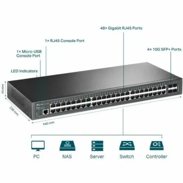 Switch Gestionable TP-Link Omada JetStream TL-SG3452X 52 Puertos/ RJ-45 10/100/1000/ SFP+ 10GBE - Imagen 3