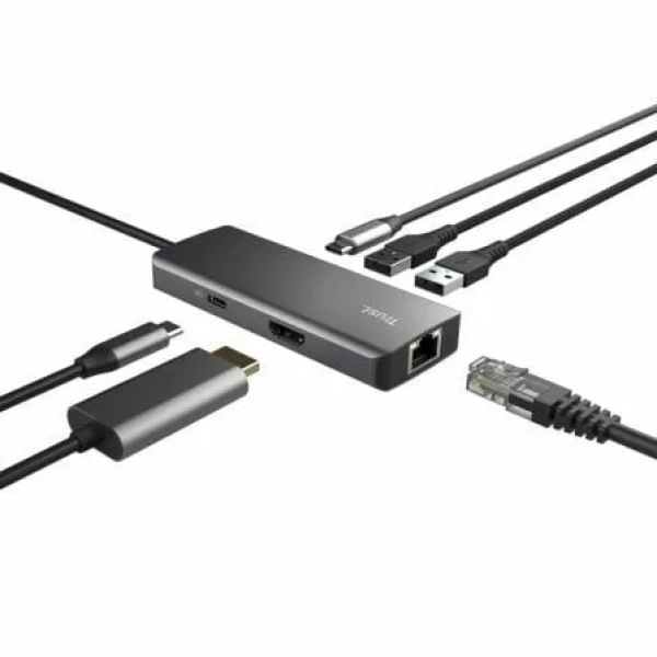 Docking USB Tipo-C Trust Dalyx/ 2xUSB/ 2xUSB Tipo-C/ 1xHDMI/ 1xRJ45/ Gris - Imagen 2