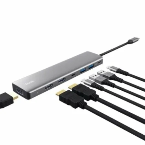 Docking USB Tipo-C Trust Dalyx/ 2xUSB/ 2xHDMI/ 1xDisplayPort/ 1xUSB Tipo-C PD/ Gris - Imagen 2