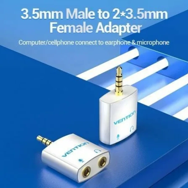 Adaptador Audio Vention BDBW0/ Jack 3.5 Macho - 2x Jack 3.5 Hembra/ Blanco - Imagen 2