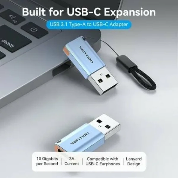 Adaptador USB 3.1 Vention CUAH0/ USB Tipo-C Hembra - USB Macho/ Azul - Imagen 2
