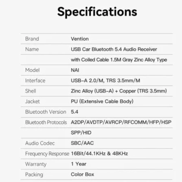 Receptor FM/ MP3/ Bluetooth Vention NAIHG - Imagen 3