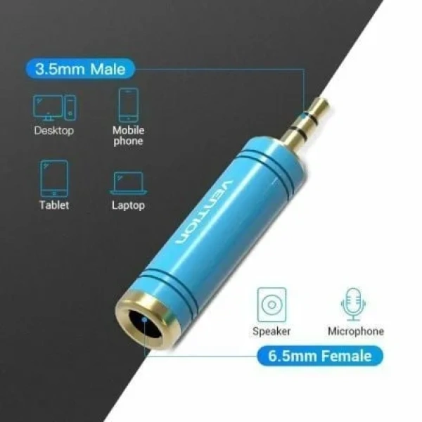 Adaptador Jack Vention VAB-S04-L/ Jack 3.5 Macho - Jack 6.5 Hembra/ Azul - Imagen 2