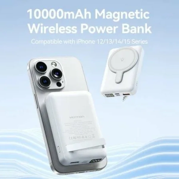 Powerbank 10000mAh Vention FHTW0/ 22.5W/ Wireless/ Blanca - Imagen 2