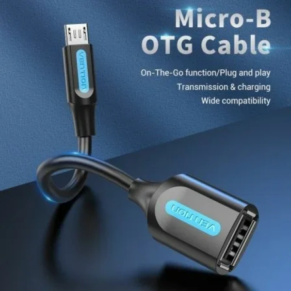Cable USB 2.0 Vention CCUBB/ MicroUSB Macho - USB Hembra/ 480Mbps/ 15cm/ Negro - Imagen 2