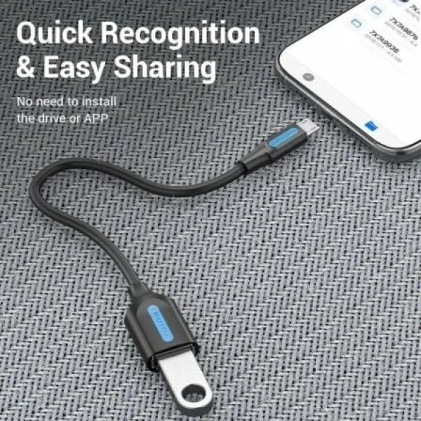 Cable USB 2.0 Vention CCUBB/ MicroUSB Macho - USB Hembra/ 480Mbps/ 15cm/ Negro - Imagen 3