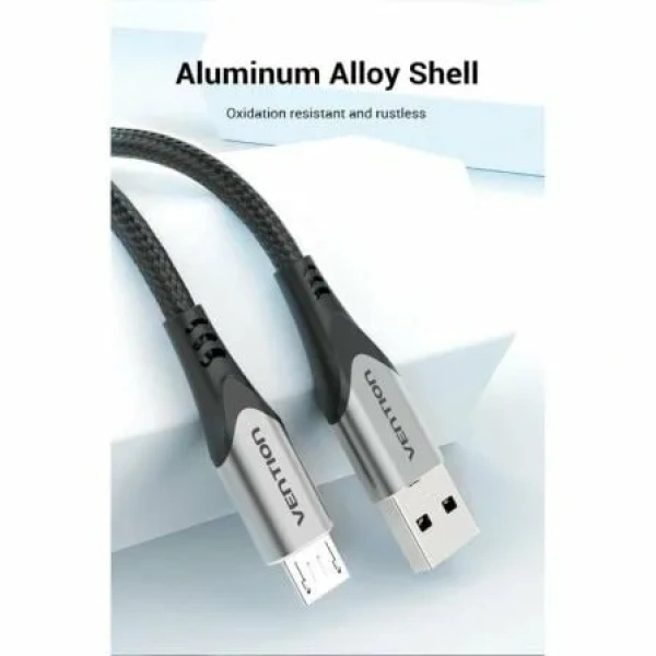 Cable USB 2.0 Vention COAHG/ USB Macho - MicroUSB Macho/ Hasta 60W/ 480Mbps/ 1.5m/ Gris - Imagen 3