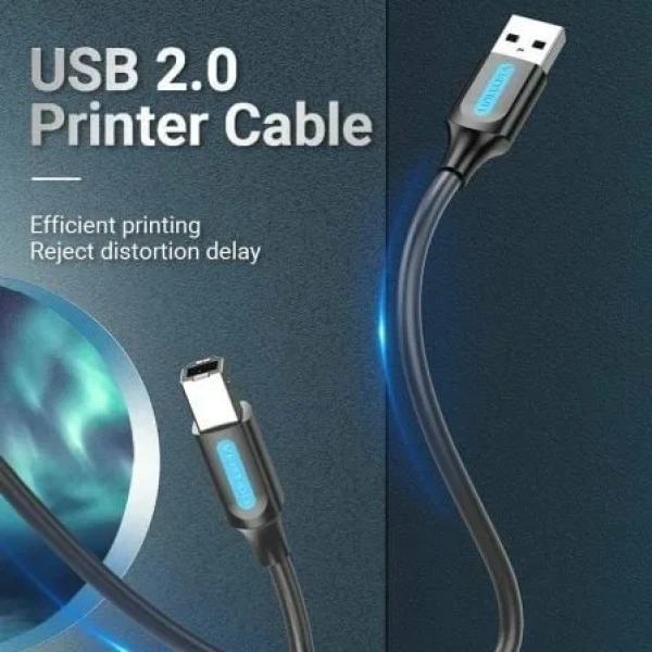 Cable USB 2.0 Impresora Vention COQBG/ USB Tipo-B Macho - USB Macho/ 480Mbps/ 1.5m/ Negro - Imagen 2