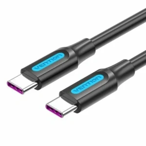 Cable USB 2.0 Tipo-C Vention COTBF/ USB Tipo-C Macho - USB Tipo-C Macho/ Hasta 100W/ 480Mbps/ 1m/ Negro