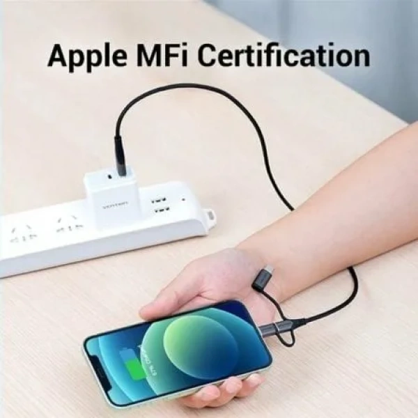 Cable USB 2.0 Tipo-C Vention CQJHF/ USB Macho/ USB Tipo-C Macho - MicroUSB Macho - Lightning Macho/ 480Mbps/ 1m/ Gris - Imagen 3