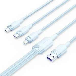 Cable USB 2.0 Lightning Vention CTRLG/ USB Macho/ USB Tipo-C Macho - MicroUSB Macho - Lightning Macho/ 1.5m/ Azul