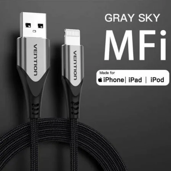 Cable USB 2.0 Lightning Vention LABHD/ USB Macho - Lightning Macho/ Hasta 12W/ 480Mbps/ 50cm/ Gris - Imagen 2