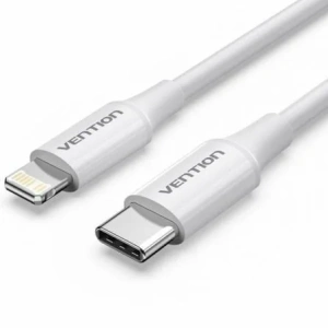 Cable USB 2.0 Tipo-C Lightning Vention LAJWF/ USB Tipo-C Macho - Lightning Macho/ Hasta 27W/ 480Mbps/ 1m/ Blanco