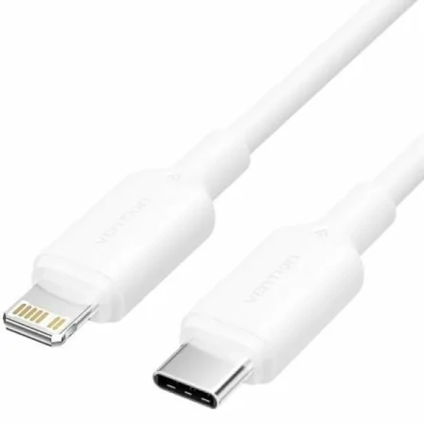 Cable USB 2.0 Tipo-C Lightning Vention LAKWF/ USB Tipo-C Macho - Lightning Macho/ Hasta 27W/ 480Mbps/ 1m/ Blanco