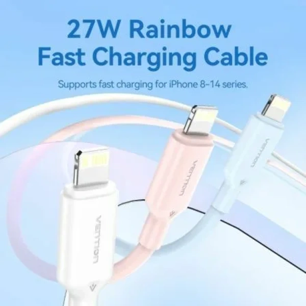Cable USB 2.0 Tipo-C Lightning Vention LAKWF/ USB Tipo-C Macho - Lightning Macho/ Hasta 27W/ 480Mbps/ 1m/ Blanco - Imagen 2