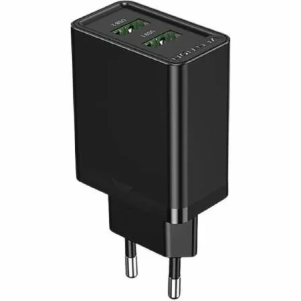 Cargador de Pared Vention FBAB0-EU/ 2xUSB/ 18W/ Negro - Imagen 2