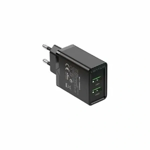 Cargador de Pared Vention FBAB0-EU/ 2xUSB/ 18W/ Negro - Imagen 3