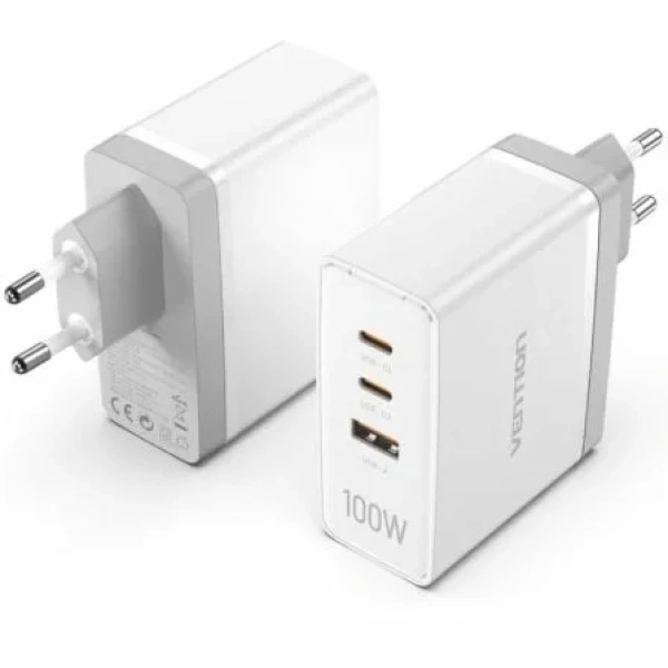 Cargador de Pared GaN Vention FEGW0-EU/ 2xUSB Tipo-C/ 1xUSB/ 100W - Imagen 3