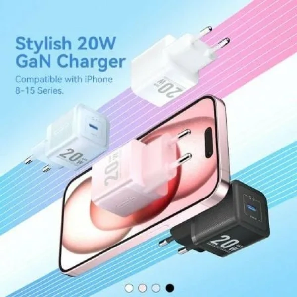 Cargador de Pared GaN Vention FEPB0-EU/ 1xUSB Tipo-C/ 20W - Imagen 2