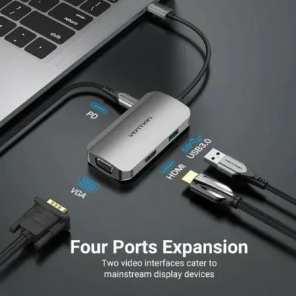 Docking USB Tipo-C Vention TOAHB/ 1xHDMI/ 1xVGA/ 1xUSB/ 1xUSB Tipo-C PD/ Gris - Imagen 3