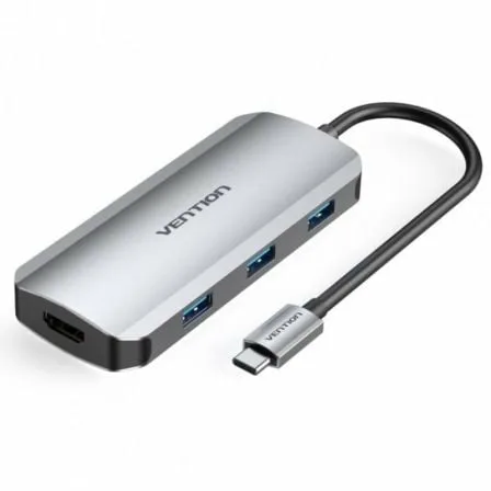 Docking USB Tipo-C Vention TOFHB/ 1xHDMI/ 3xUSB/ 1xUSB Tipo-C/ 1xUSB Tipo-C PD/ Gris