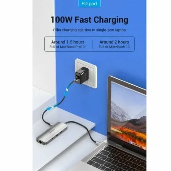Docking USB Tipo-C Vention TOMHB/ 1xHDMI/ 2xUSB/ 1xUSB Tipo-C/ 1xUSB Tipo-C PD/ 1xRJ45/ 1xLector Tarjetas SD y MicroSD/ Jack 3.5/ Gris - Imagen 3