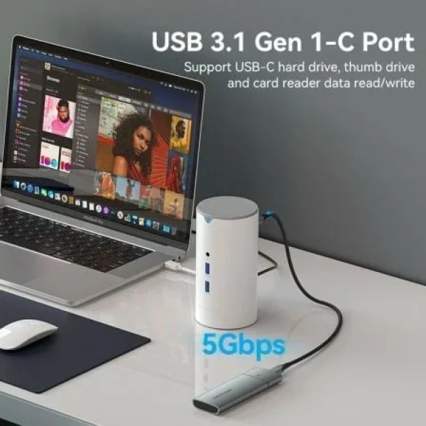 Docking USB Tipo-C Vention TPHWC/ 1xVGA/ 1xHDMI/ 3xUSB/ 1xUSB Tipo-C PD/ 1xUSB Tipo-C/ 1xRJ45/ 1xAudio/ 1xLector Tarjetas SD/ Blanco - Imagen 2