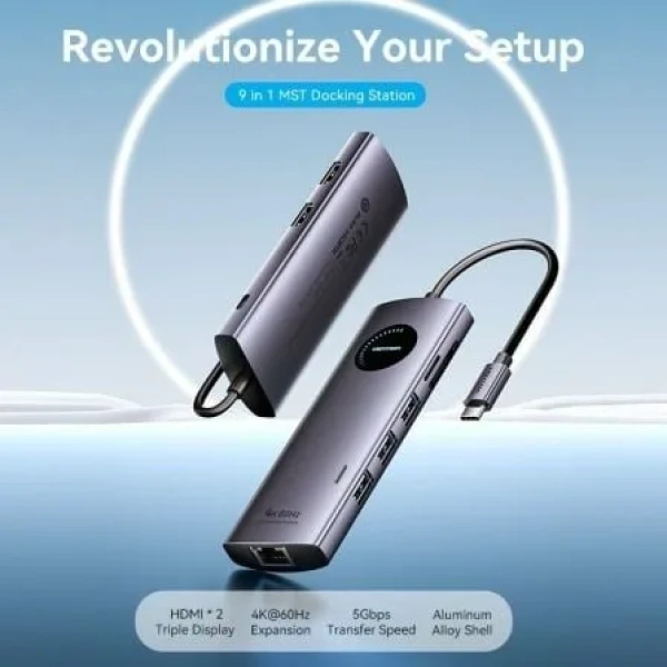 Docking USB Tipo-C Vention TQVHB/ 2xHDMI/ 3xUSB/ 1xRJ45/ 1xLector de Tarjetas/ 1xUSB Tipo-C PD/ Gris - Imagen 2