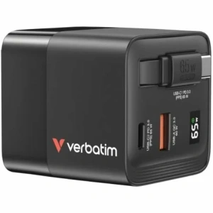 Cargador de Pared Universal GaN para Viaje Verbatim GaN Charger/ 1xUSB Tipo-C/ 1xUSB/ 1xUSB Tipo-C Macho/ 65W