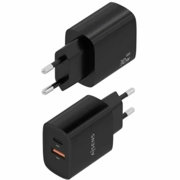 Cargador de Pared GaN Aisens A110-0953/ 1xUSB Tipo-C/ 1xUSB/ 30W/ Negro - Imagen 3
