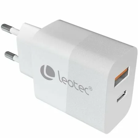 Cargador de Pared GaN Leotec LECSPH30W2W/ 1xUSB Tipo-C/ 1xUSB/ 30W