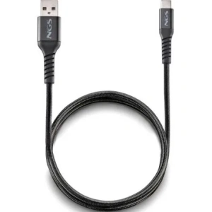 Cable USB 2.0 NGS KNOT-AC/ USB Macho - USB Tipo-C Macho/ Hasta 12W/ 480Mbps/ 1m/ Negro