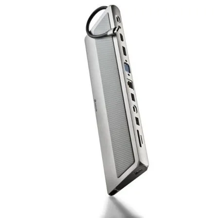 Docking USB Tipo-C NGS WonderDock 12 Pro/ 3xUSB/ 2xHDMI 4K/ 1xVGA/ 1xRJ45/ 1xLector de Tarjetas/ 1xJack 3.5/ 1xUSB Tipo-C PD/ Gris