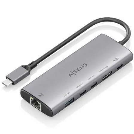 Docking USB Tipo-C Aisens ASUC-6P030-GR/ 1xHDMI 4K/ 1xUSB/ 2xUSB Tipo-C/ 1xRJ45/ 1xUSB Tipo-C PD/ Gris
