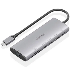 Docking USB Tipo-C Aisens ASUC-7P031-GR/ 1xHDMI 4K/ 1xUSB/ 2xUSB Tipo-C/ 1xLector Tarjetas/ 1xUSB Tipo-C PD/ Gris