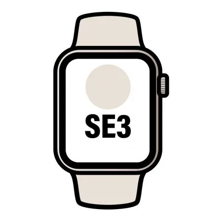 Apple Watch SE3/ GPS/ 44mm/ Caja de Aluminio Blanco Estrella/ Correa Deportiva Blanco Estrella M/L