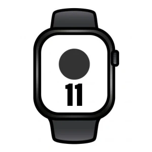 Apple Watch Series 11/ GPS/ 42mm/ Negro Azabache/ Correa Deportiva Negra (S/M)