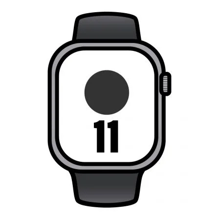 Apple Watch Series 11/ GPS/ 42mm/ Gris Espacial/ Correa Deportiva Negra (S/M)