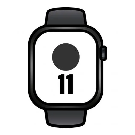 Apple Watch Series 11/ GPS/ 46mm/ Negro Azabache/ Correa Deportiva Negra (S/M)