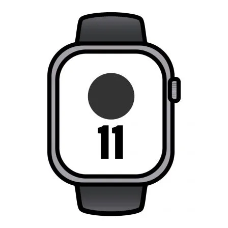 Apple Watch Series 11/ GPS/ Cellular/ 46mm/ Aluminio Gris Espacial/ Correa Deportiva Negra M/L