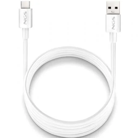 Cable USB 2.0 NGS ZYRO-AC/ USB Macho - USB Tipo-C Macho/ Hasta 15W/ 480Mbps/ 1m/ Blanco
