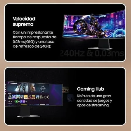 Smart Monitor Gaming Ultrapanorámico Curvo Samsung Odyssey OLED G9 S49DG950SU 49"/ Dual QHD/ 1ms/ 240Hz/ OLED/ Regulable en altura/ Smart TV/ Plata - Imagen 3