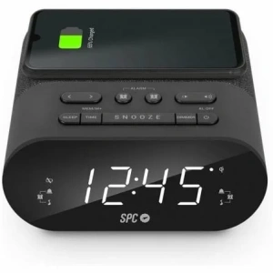 Despertador SPC Frodi QI/ Radio FM/ Base de carga Inalámbrica