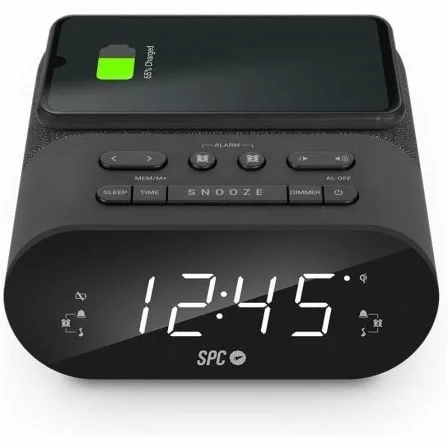 Despertador SPC Frodi QI/ Radio FM/ Base de carga Inalámbrica