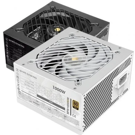 Fuente de Alimentación Mars Gaming MPB1000SI/ 1000W/ Ventilador 12cm/ 80 Plus Gold/ Blanca