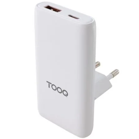 Cargador de Pared Universal GaN para Viaje TooQ TQWC-GANSL65W1A1C/ 1xUSB Tipo-C/ 1xUSB/ 65W