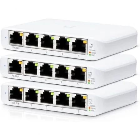 Switch Gestionado Ubiquiti USW-Flex Mini 5 Puertos/ RJ45 10/100/1000 PoE/ Pack 3 uds