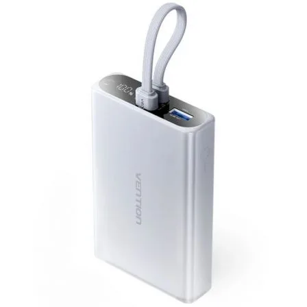 Powerbank 10000mAh Vention FHZM0/ 22.5W/ Gris/ Incluye Cable USB Tipo-C y Lightning