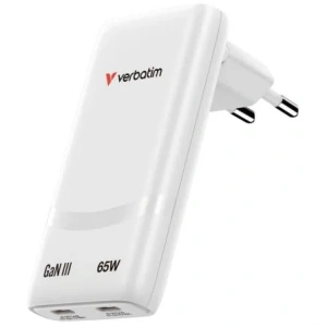Cargador de Pared GaN Verbatim Fold 'n' Go/ 2xUSB Tipo-C/ 65W