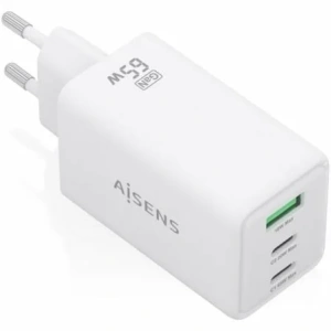 Cargador de Pared GaN Aisens ASCH-65W3P072-W/ 2xUSB Tipo-C/ 1xUSB/ 65W/ Blanco